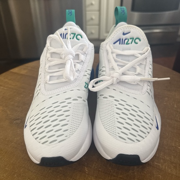 Nike Air Max 270 White with Blue and Green Accents - Picture 3 of 5